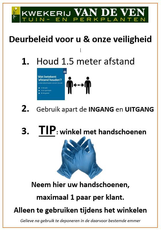 deurbeleid en handschoenen klanten